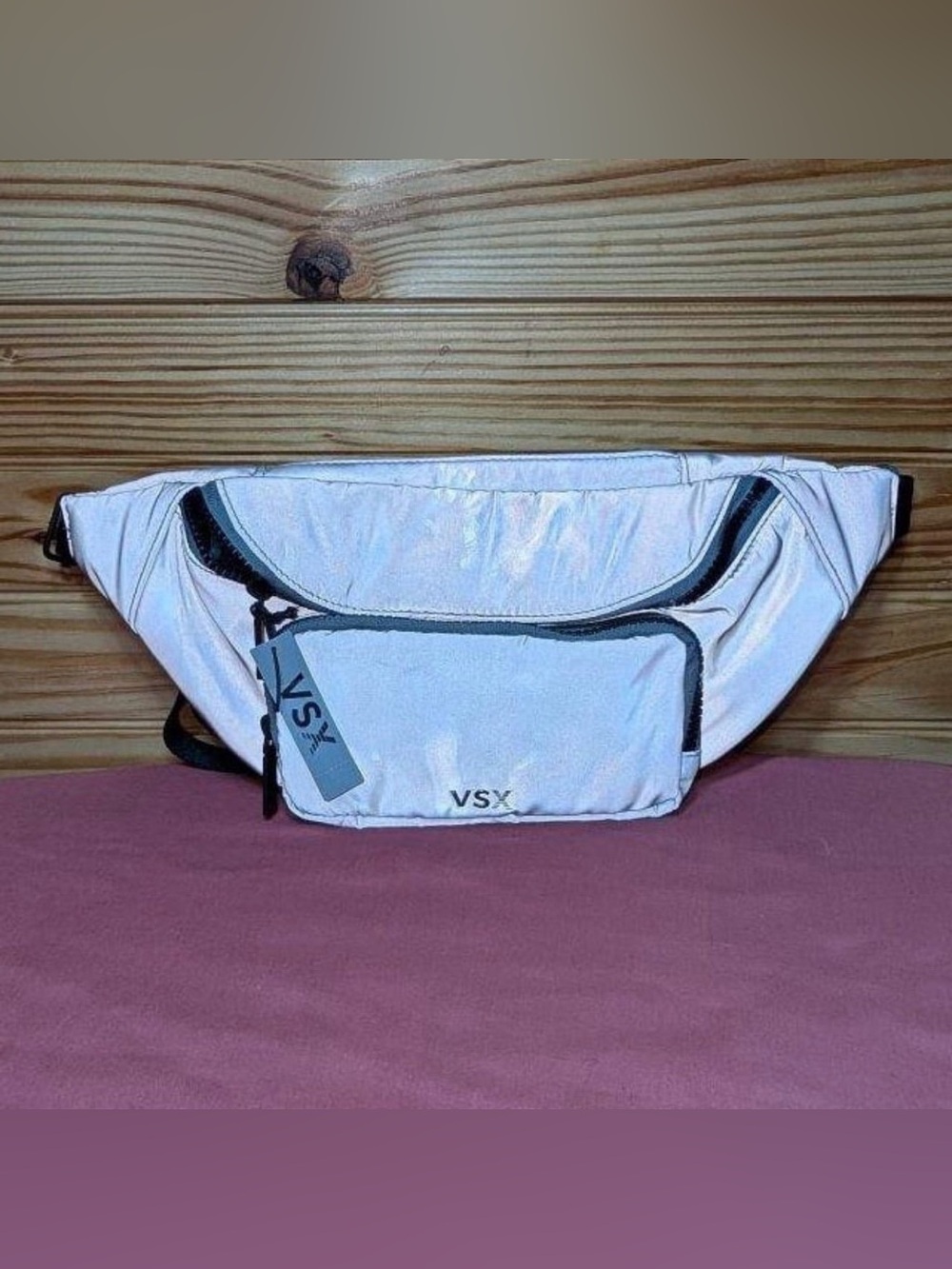 Victoria’s Secret VSX silver reflective multi pocket Fanny pack NEW belt bag